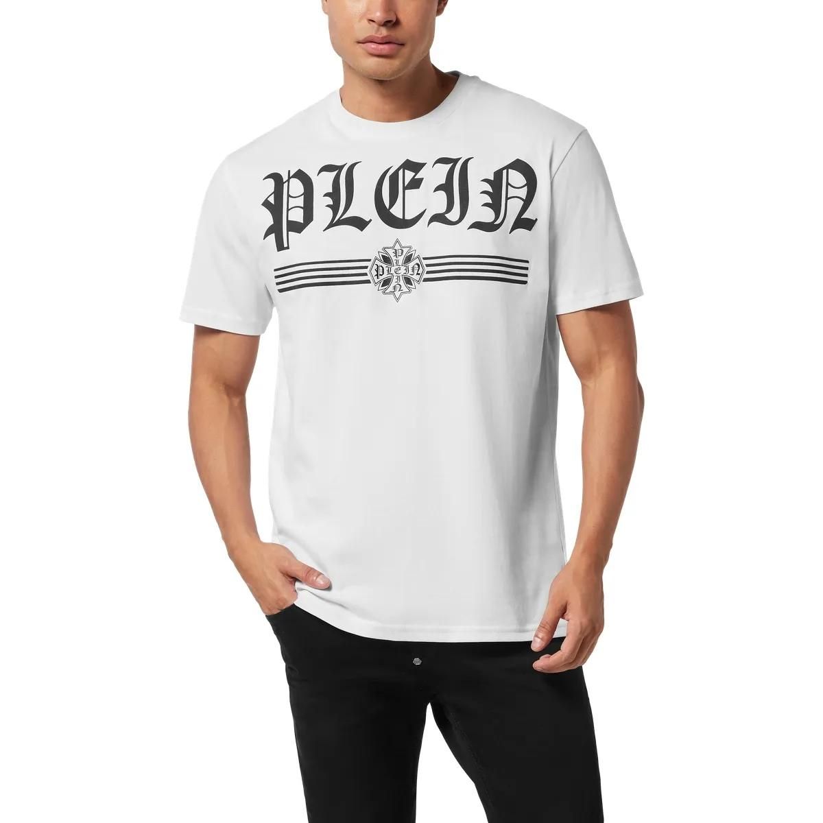 T-Shirt mit Gothic-Logo-Print und kurzen Ärmeln