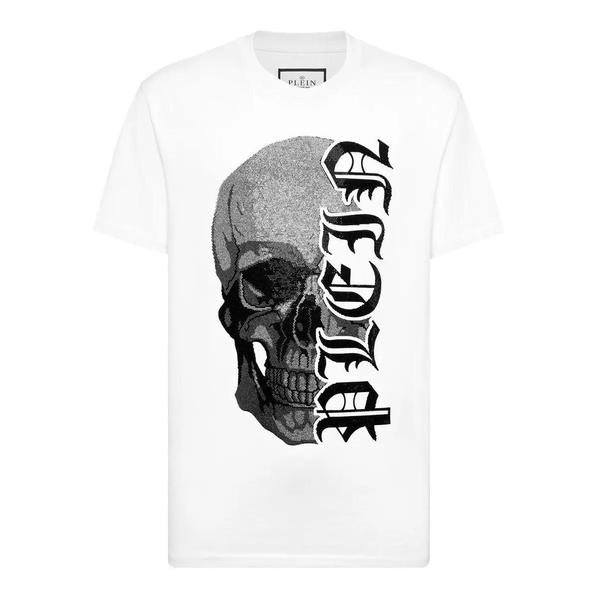 Gothic Totenkopf-Print Baumwoll T-Shirt