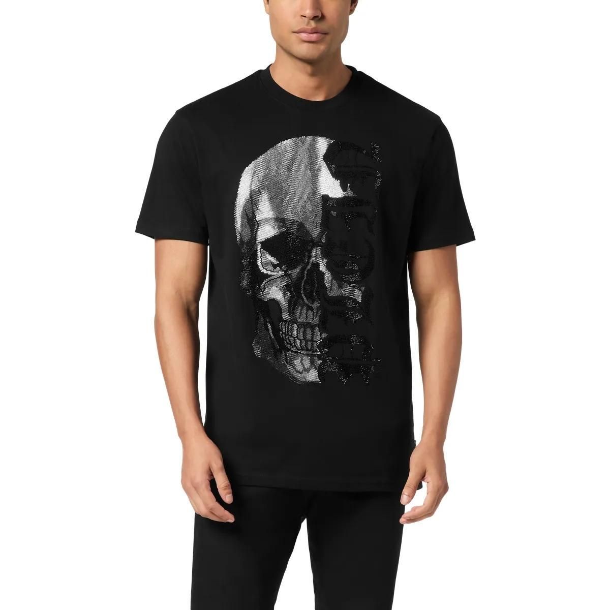 Grafik Schädel Druck Baumwoll T-Shirt