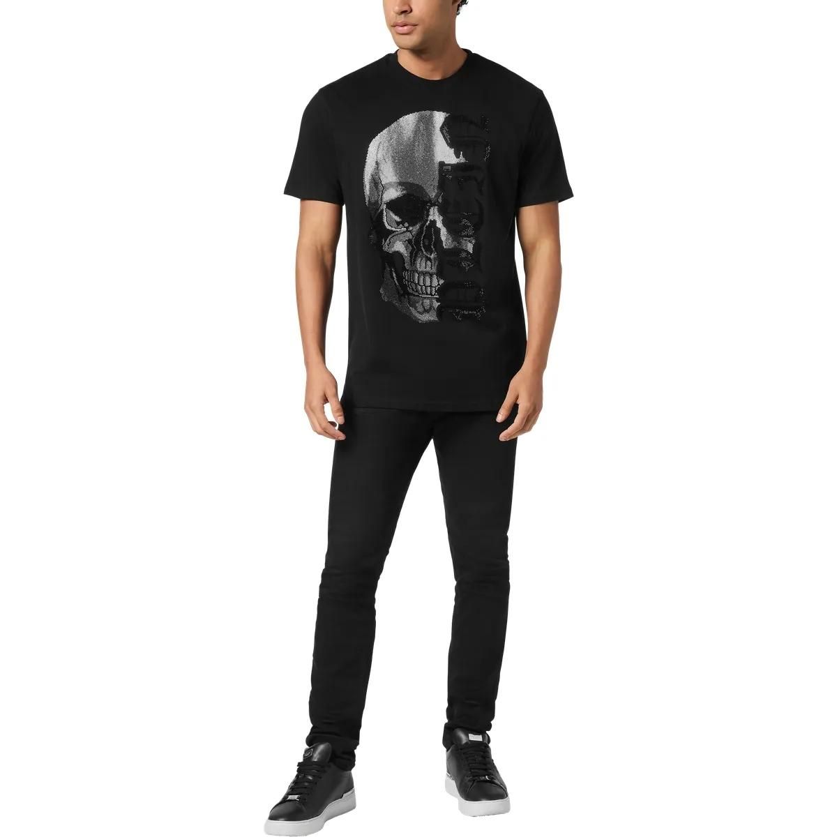 Grafik Schädel Druck Baumwoll T-Shirt