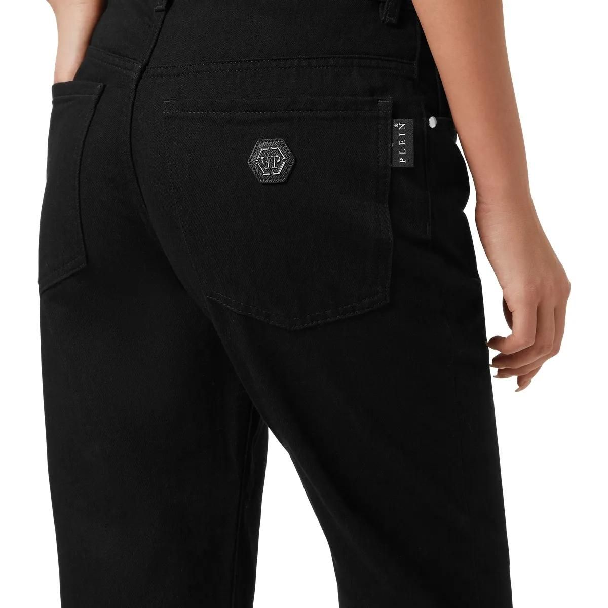 Schwarze Straight Leg Jeans aus Denim