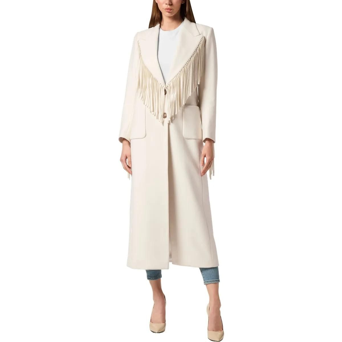 Mantel aus Wollmischung mit Fransen
