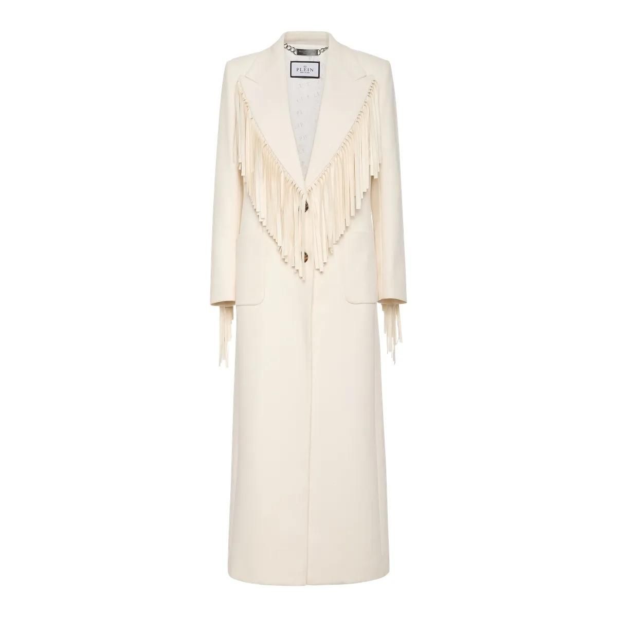 Mantel aus Wollmischung mit Fransen