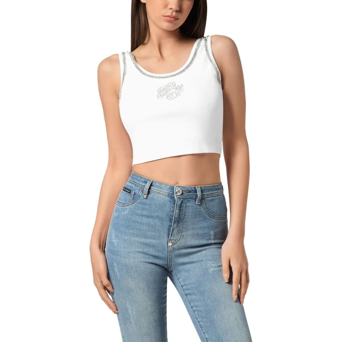 Kristallverziertes Crop-Tanktop