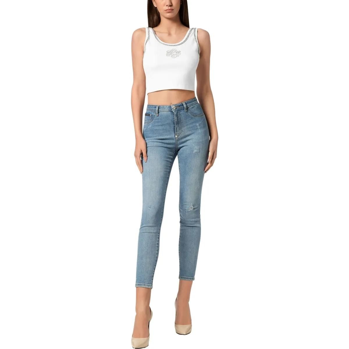 Kristallverziertes Crop-Tanktop