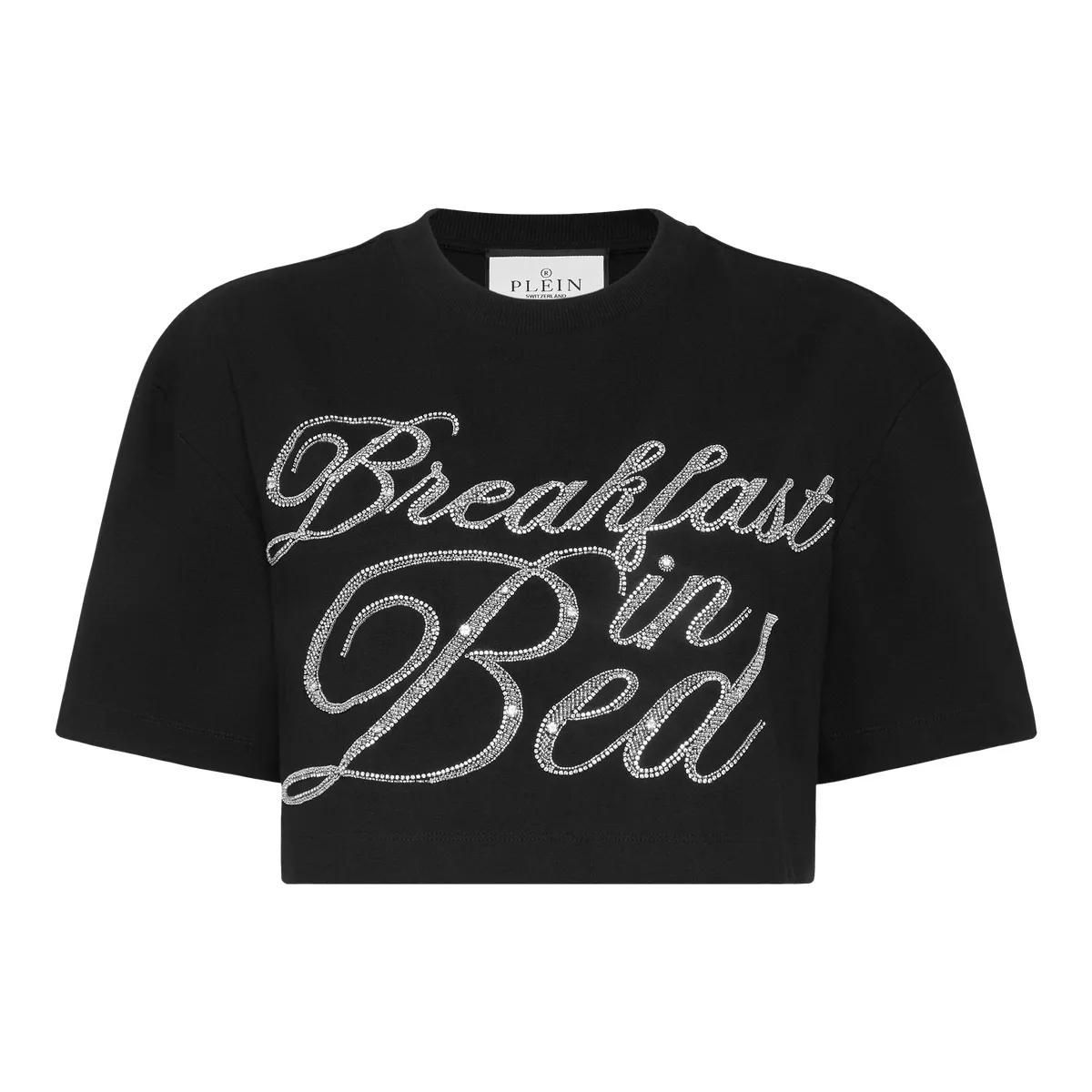 Kurzes T-Shirt mit Strassgrafik