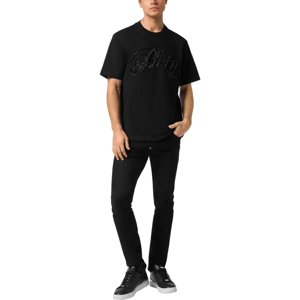 T-Shirt aus Jersey mit Strasslogo