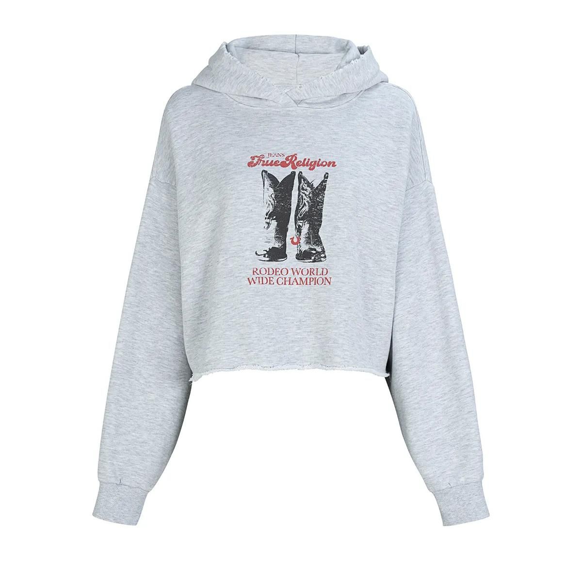 Kapuzenpullover mit kurzem Grafikdruck