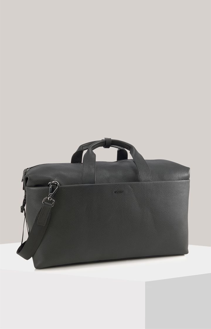 Boss Cardona Maik Schwarze Leder Weekender Tasche mit Schultergurt