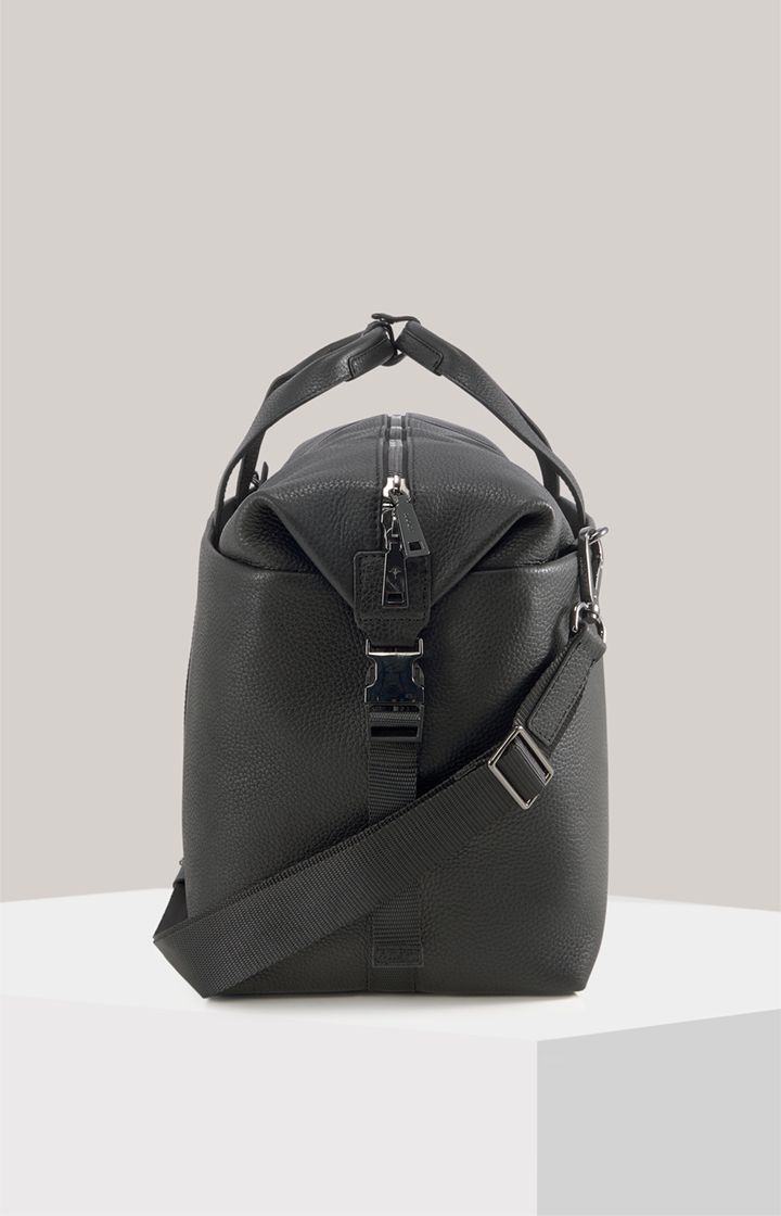 Boss Cardona Maik Schwarze Leder Weekender Tasche mit Schultergurt