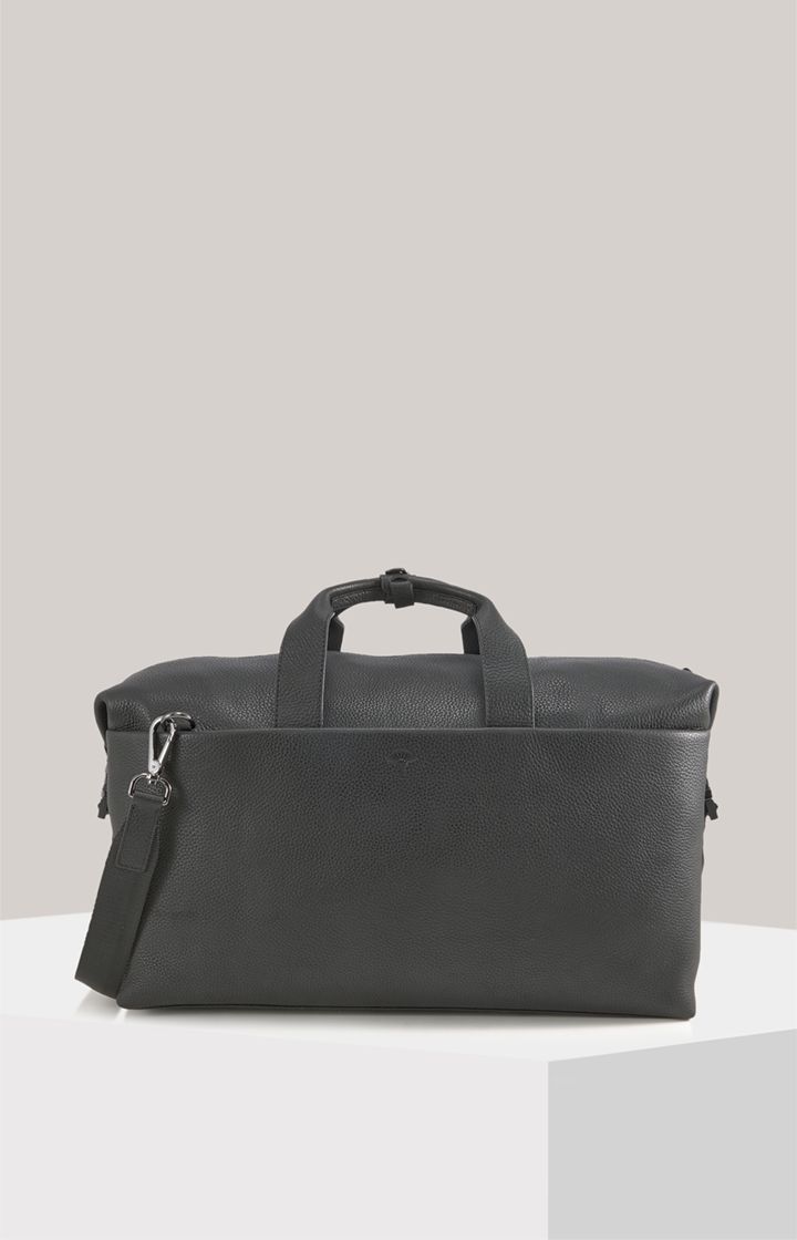 Boss Cardona Maik Schwarze Leder Weekender Tasche mit Schultergurt