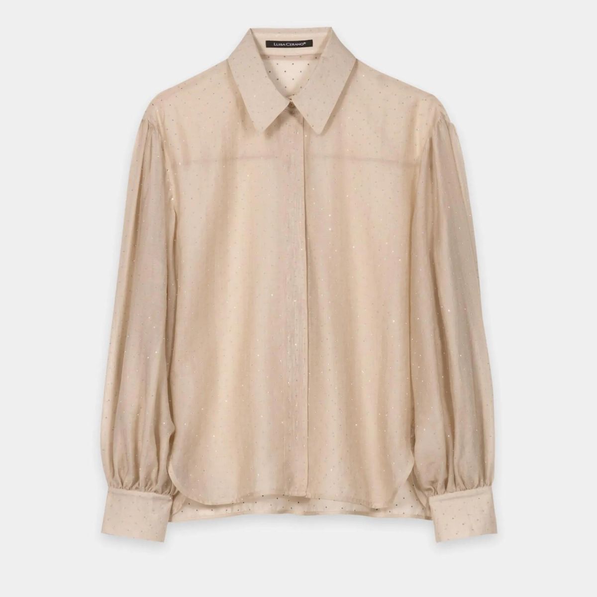 Elegante, transparente Bluse mit Glitzerakzenten