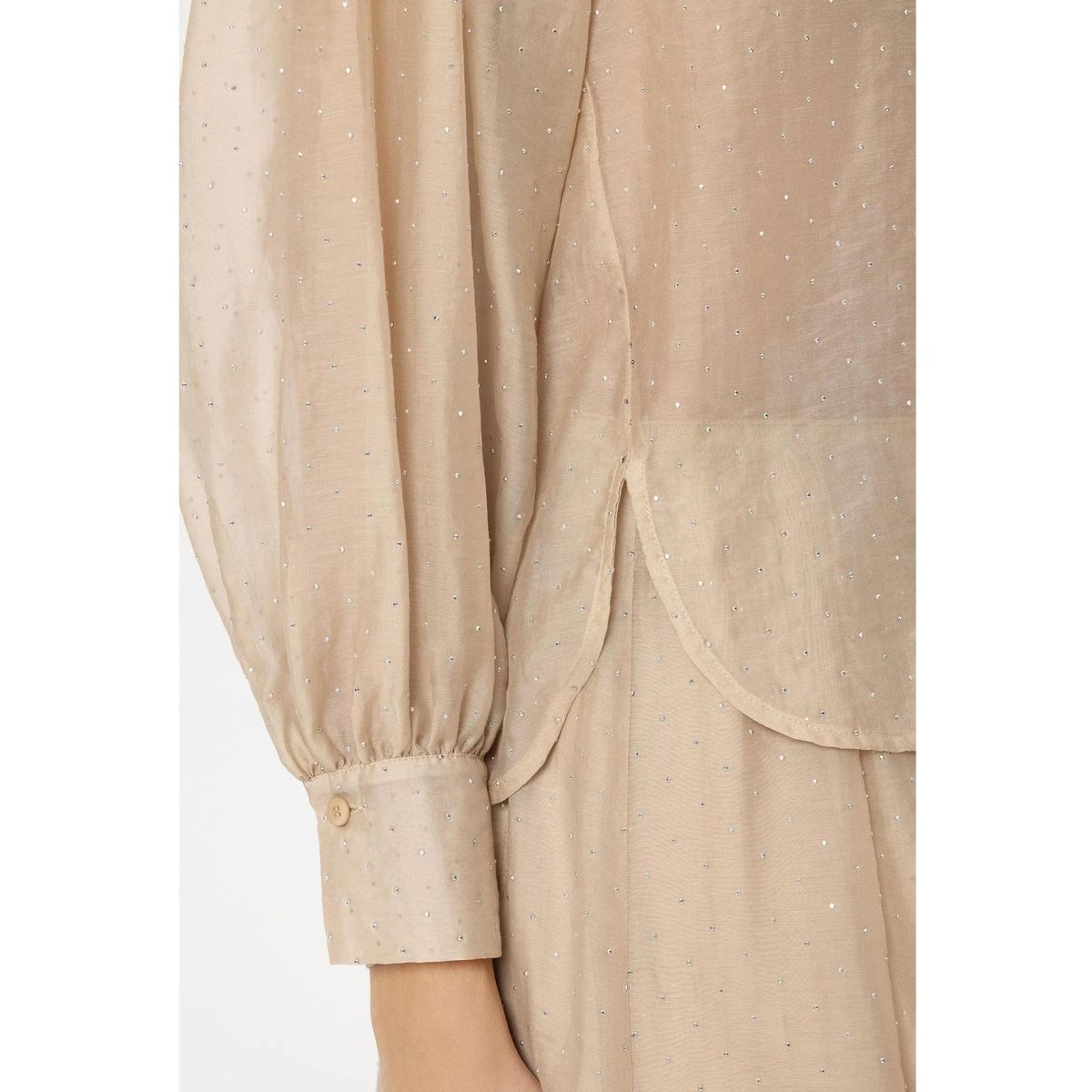 Elegante, transparente Bluse mit Glitzerakzenten