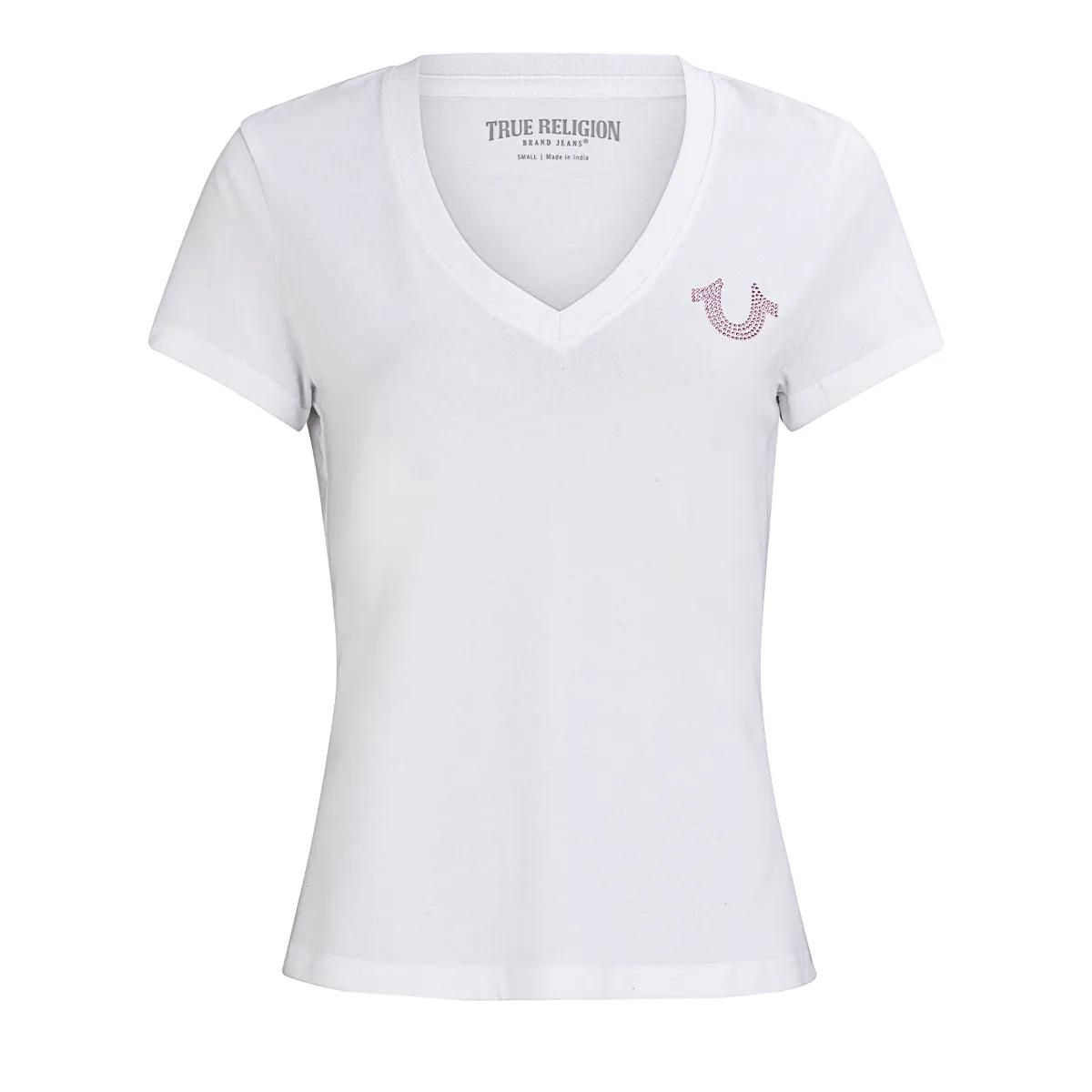 Damen V-Ausschnitt Strass T-Shirt