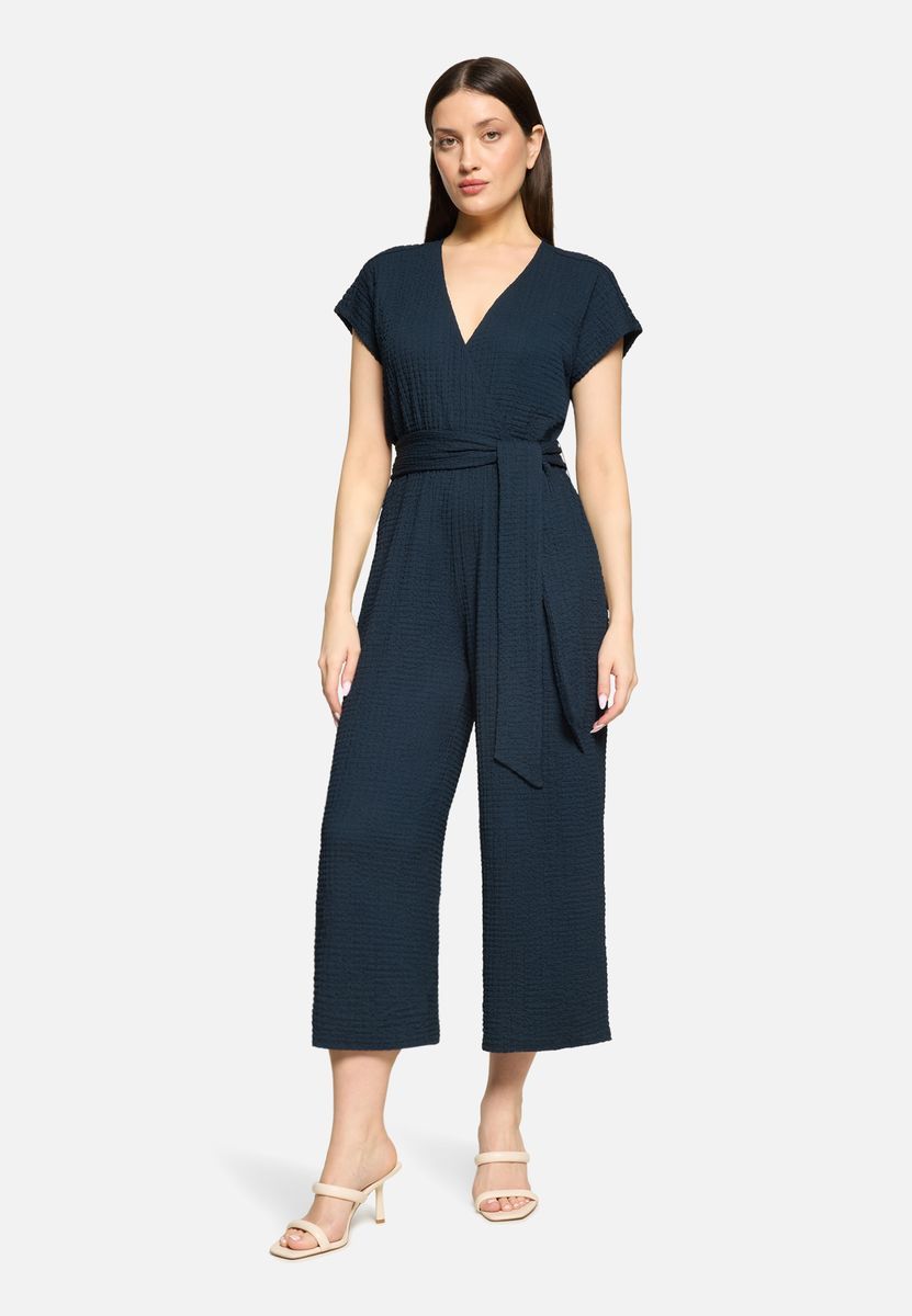 Gekürzter, Weitbeiniger Jumpsuit mit V-Ausschnitt