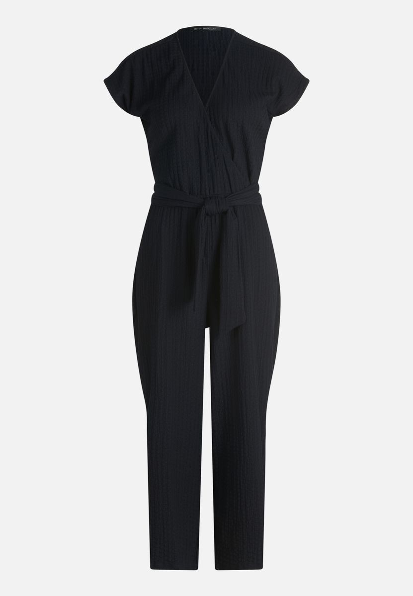 Gekürzter, Weitbeiniger Jumpsuit mit V-Ausschnitt