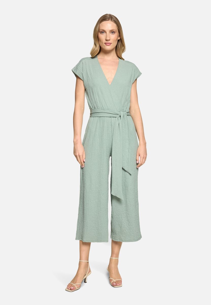 Gekürzter, Weitbeiniger Jumpsuit mit V-Ausschnitt