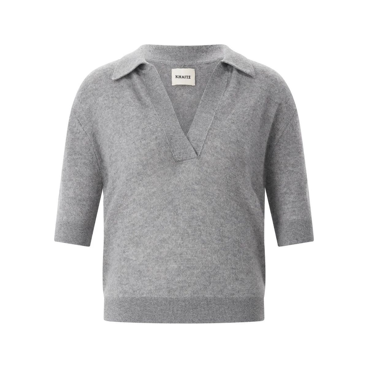 Kaschmir-Polo-Shirt mit kurzen Ärmeln