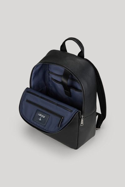 Joop! Cardona Miko Rucksack aus schwarzem Leder mit Reißverschluss