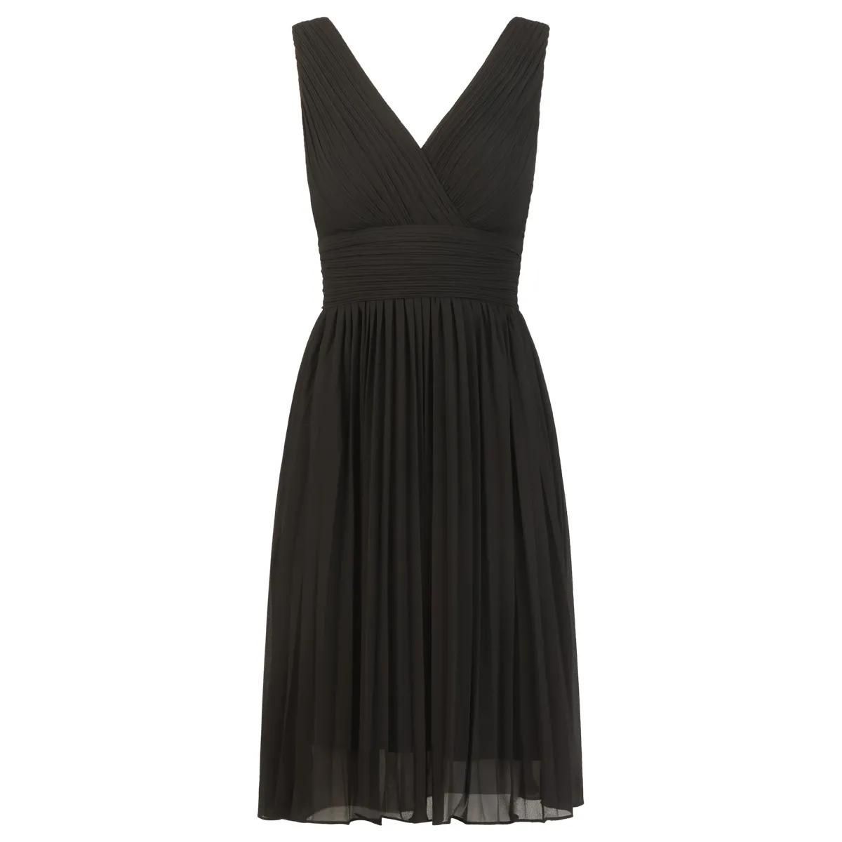 Elegantes schwarzes Plissee-Midikleid