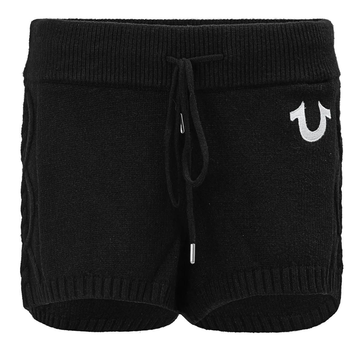 Gerippte Strick-Sweatshorts mit Kordelzug
