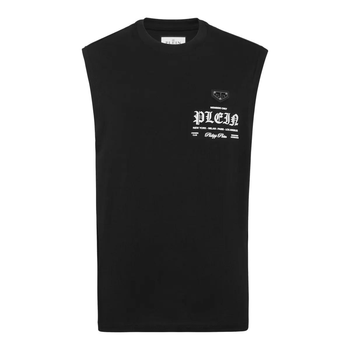 Ärmelloses Baumwoll-T-Shirt mit Logo-Print