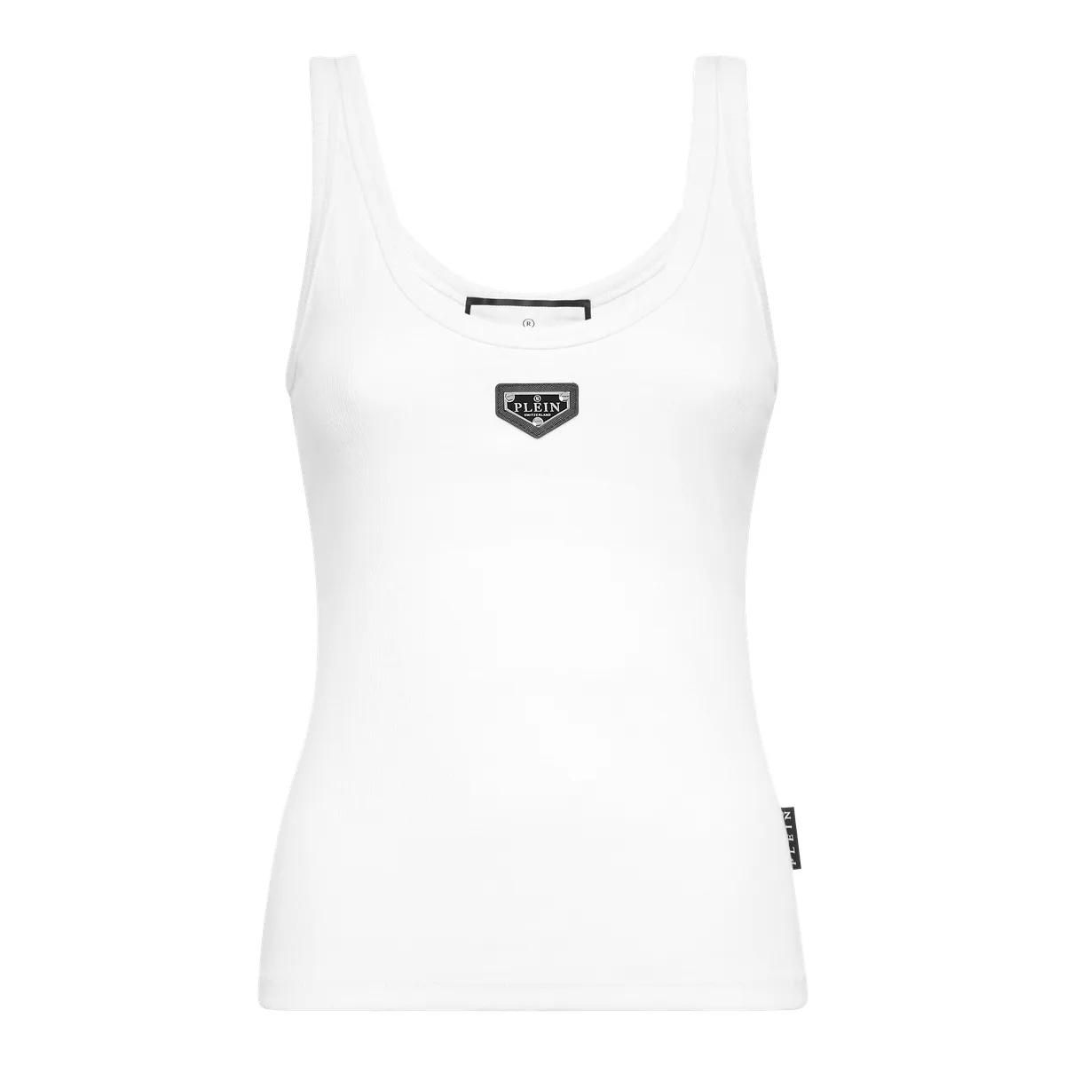 Geripptes Strick-Tanktop mit Logo