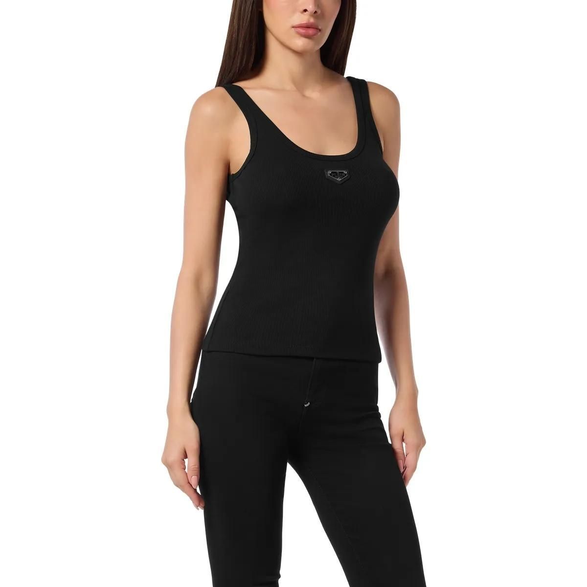 Geripptes Strick-Tanktop mit Logo