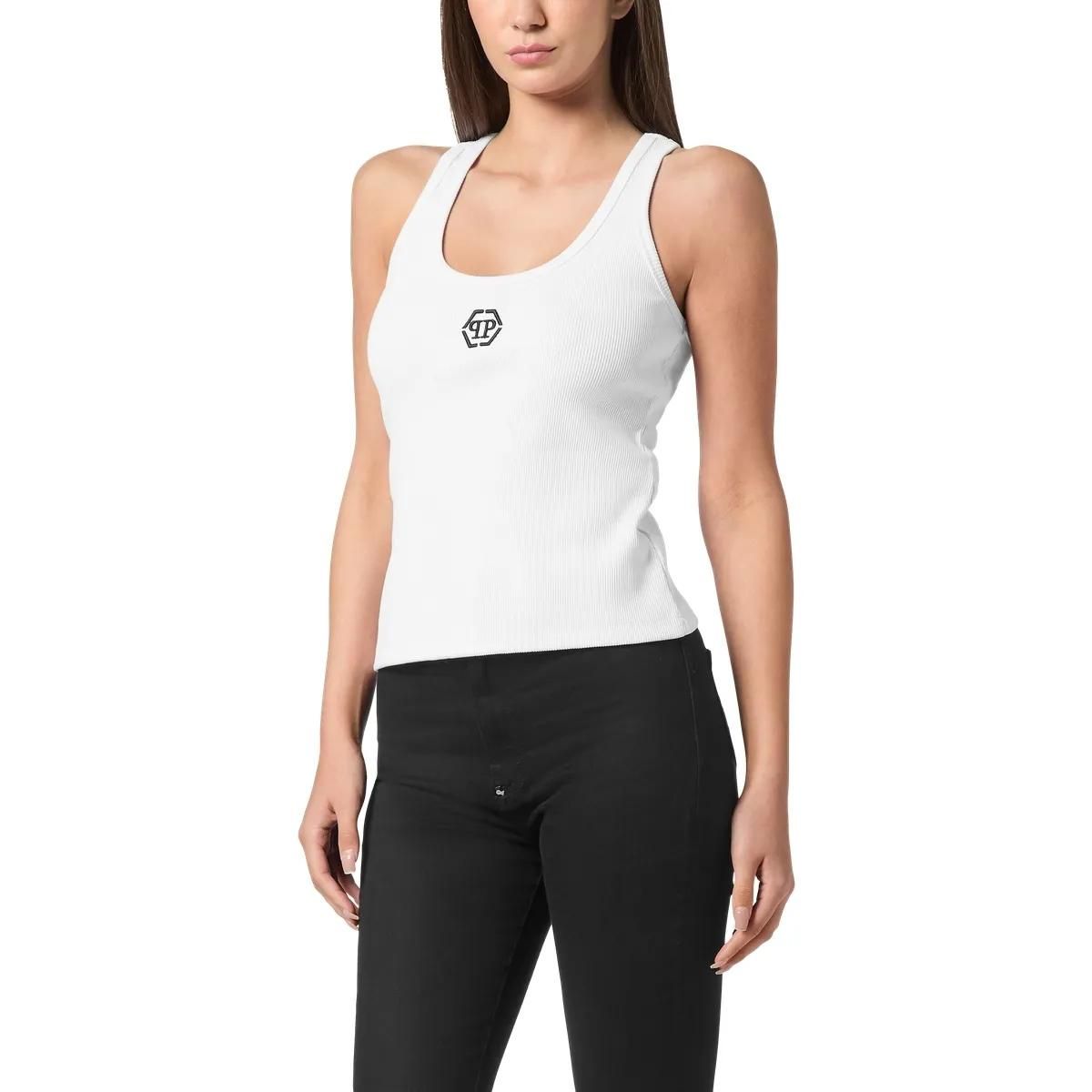 Geripptes Strick-Tanktop mit Logo
