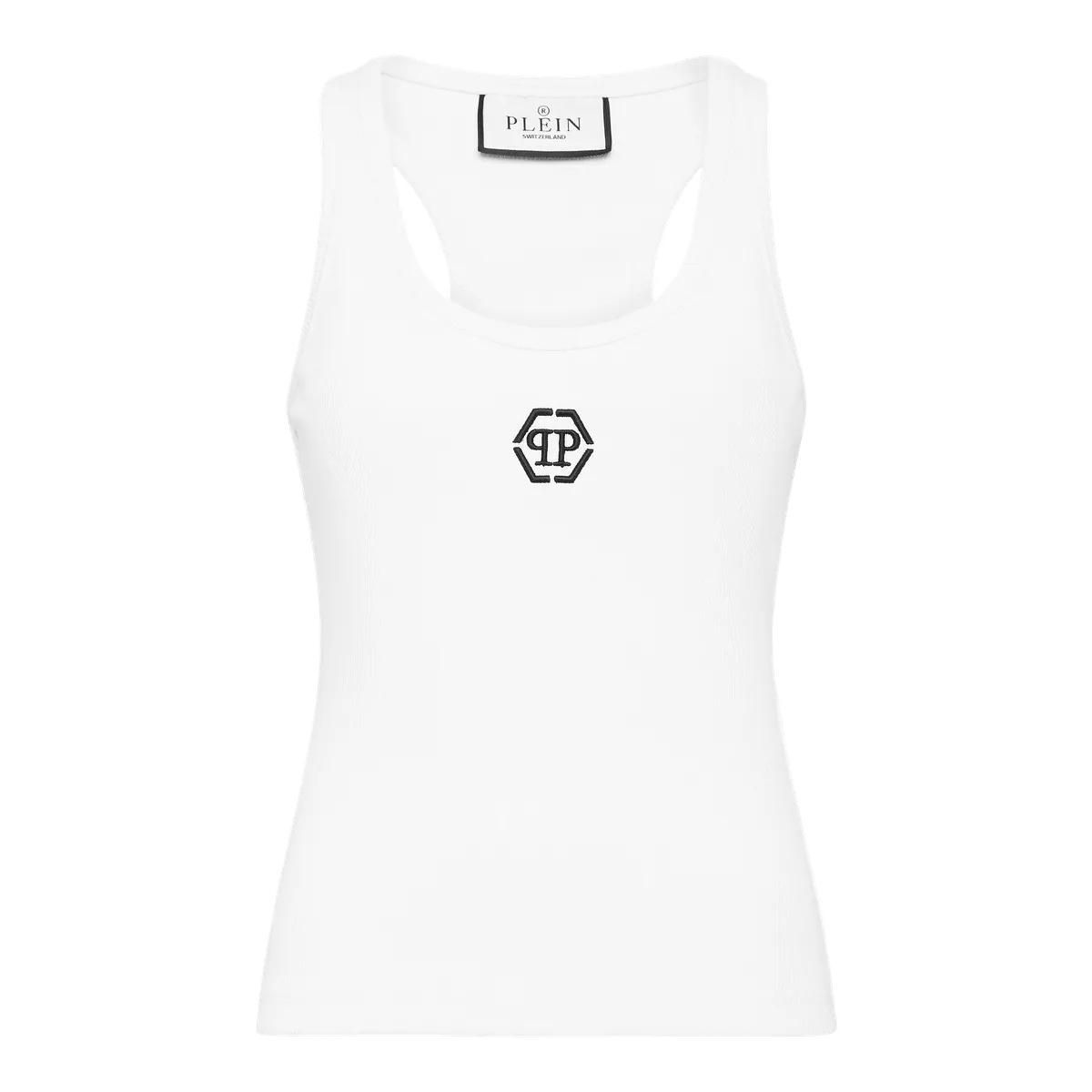 Geripptes Strick-Tanktop mit Logo