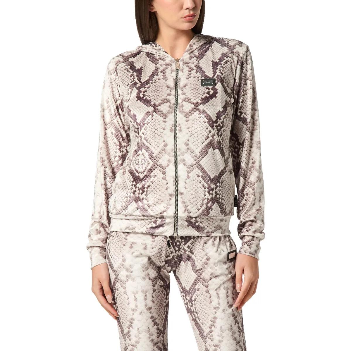 Kapuzenjacke mit Python-Print und Reißverschluss