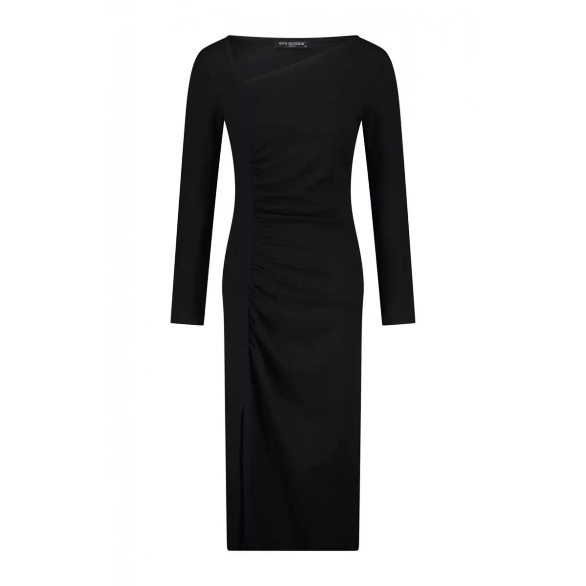 Elegantes asymmetrisches, gerafftes Midikleid