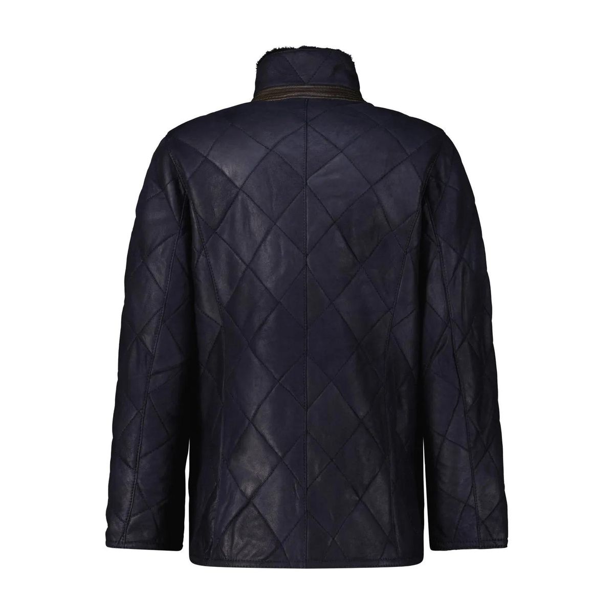 Gesteppte Lederjacke mit Shearling-Kragen