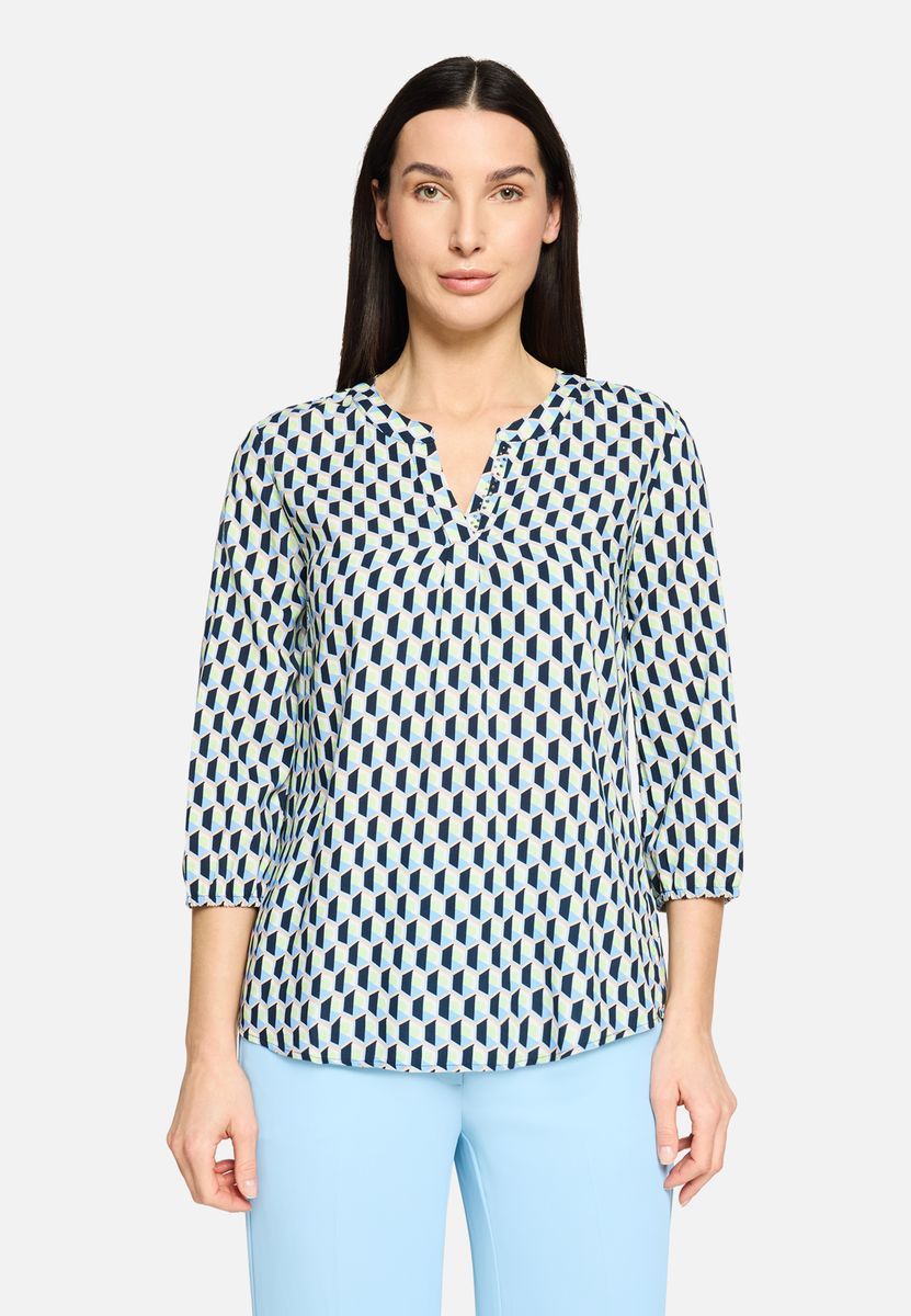 Geometrische Bluse mit 3/4 Ärmeln