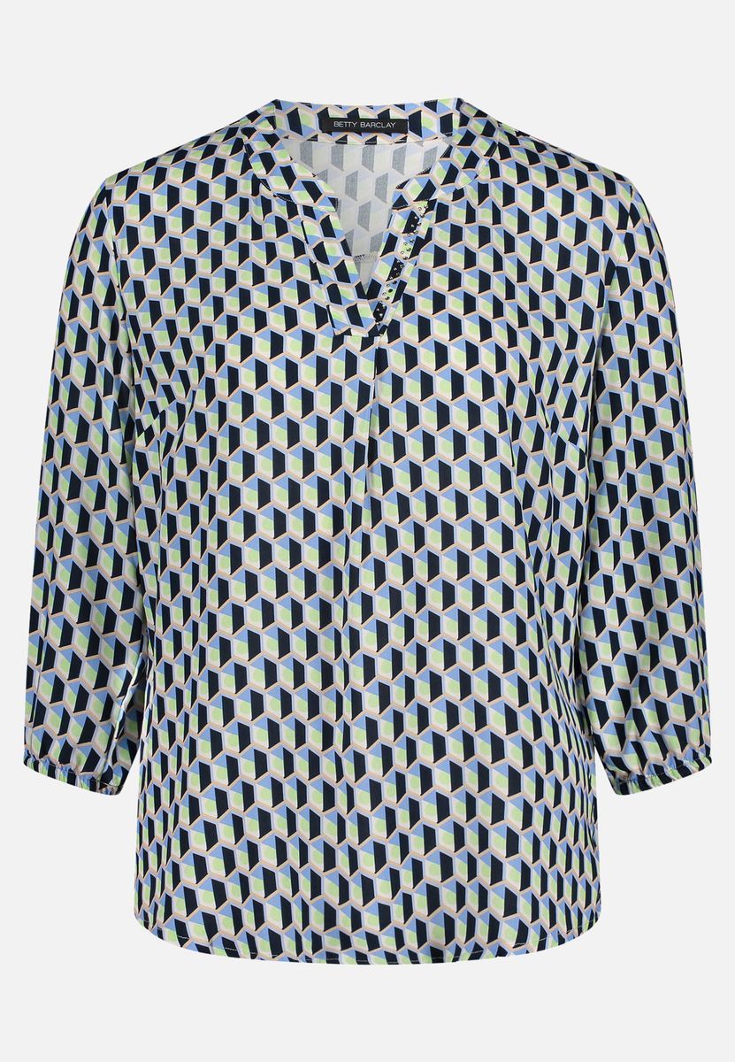 Geometrische Bluse mit 3/4 Ärmeln