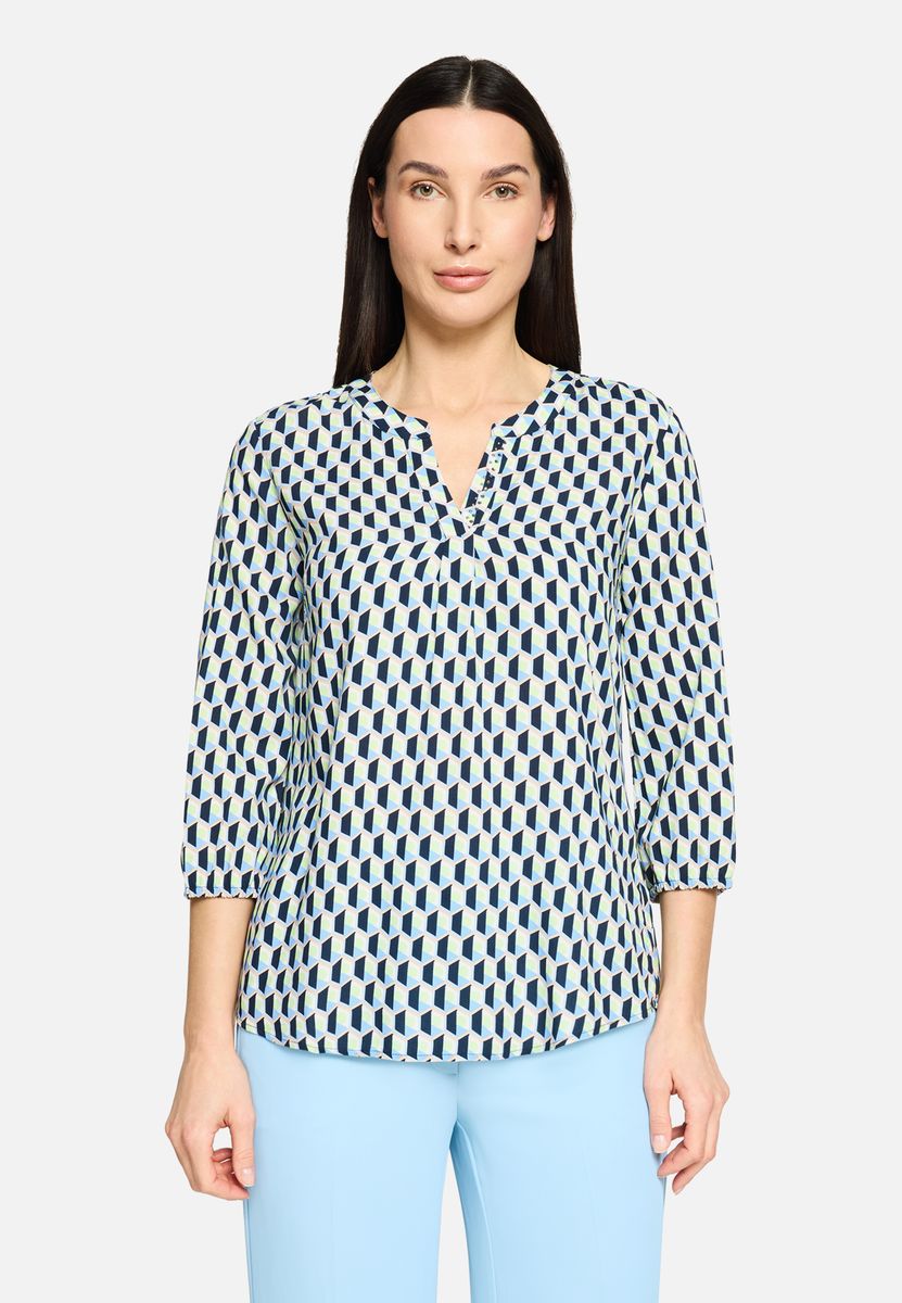 Geometrisch gemusterte 3/4-Arm Bluse