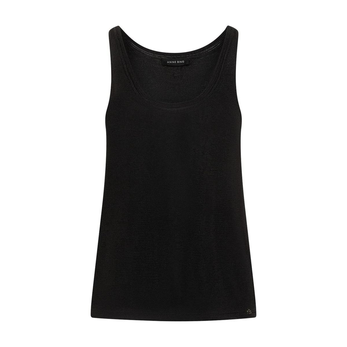 Schwarzes Strick-Tanktop mit U-Ausschnitt