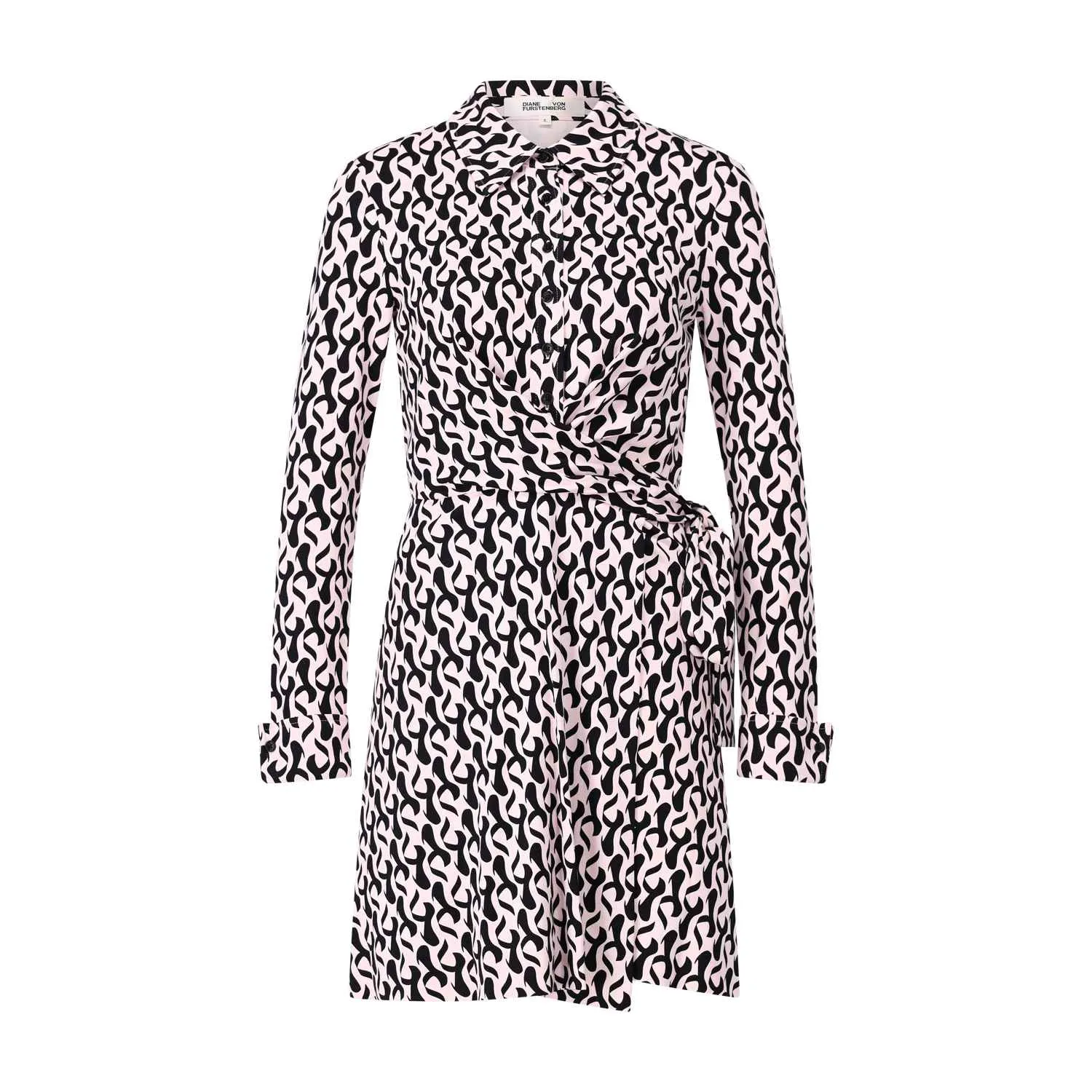 Gemustertes Midi-Wickelkleid mit Gürtel