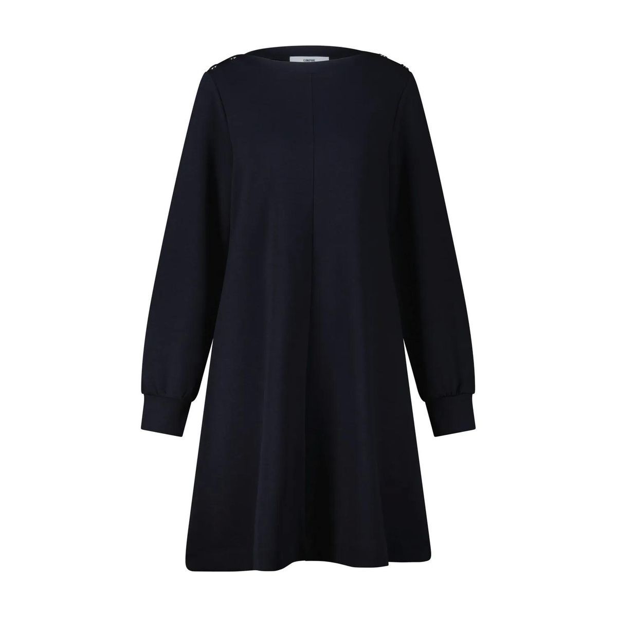 Marineblaues Jersey-Tunika-Kleid mit Knöpfen