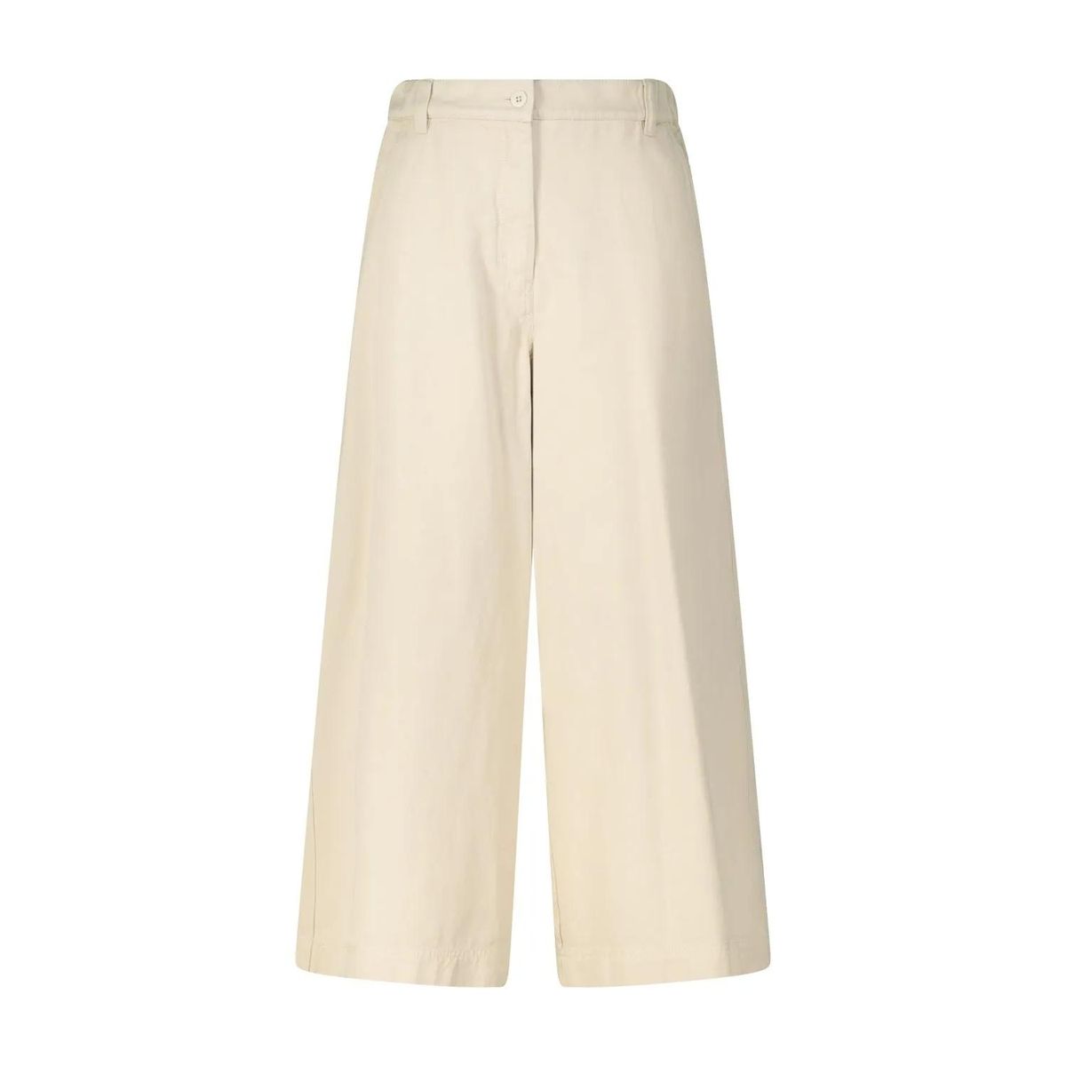 Weitgeschnittene Cropped Hose Beige Baumwolle