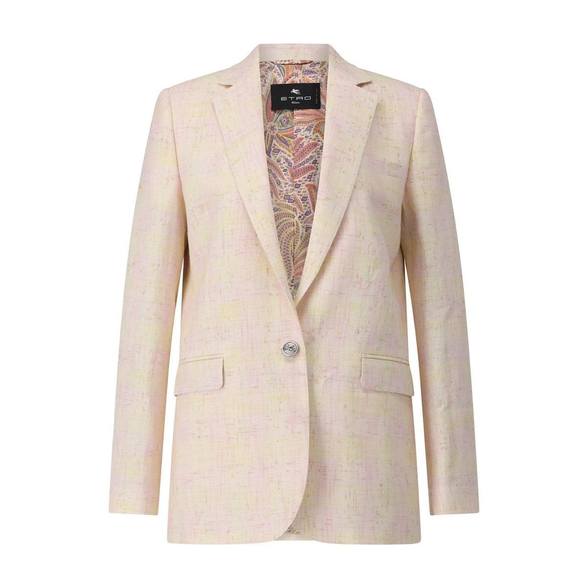 Pastellfarbener Tweed Einreiher Blazer