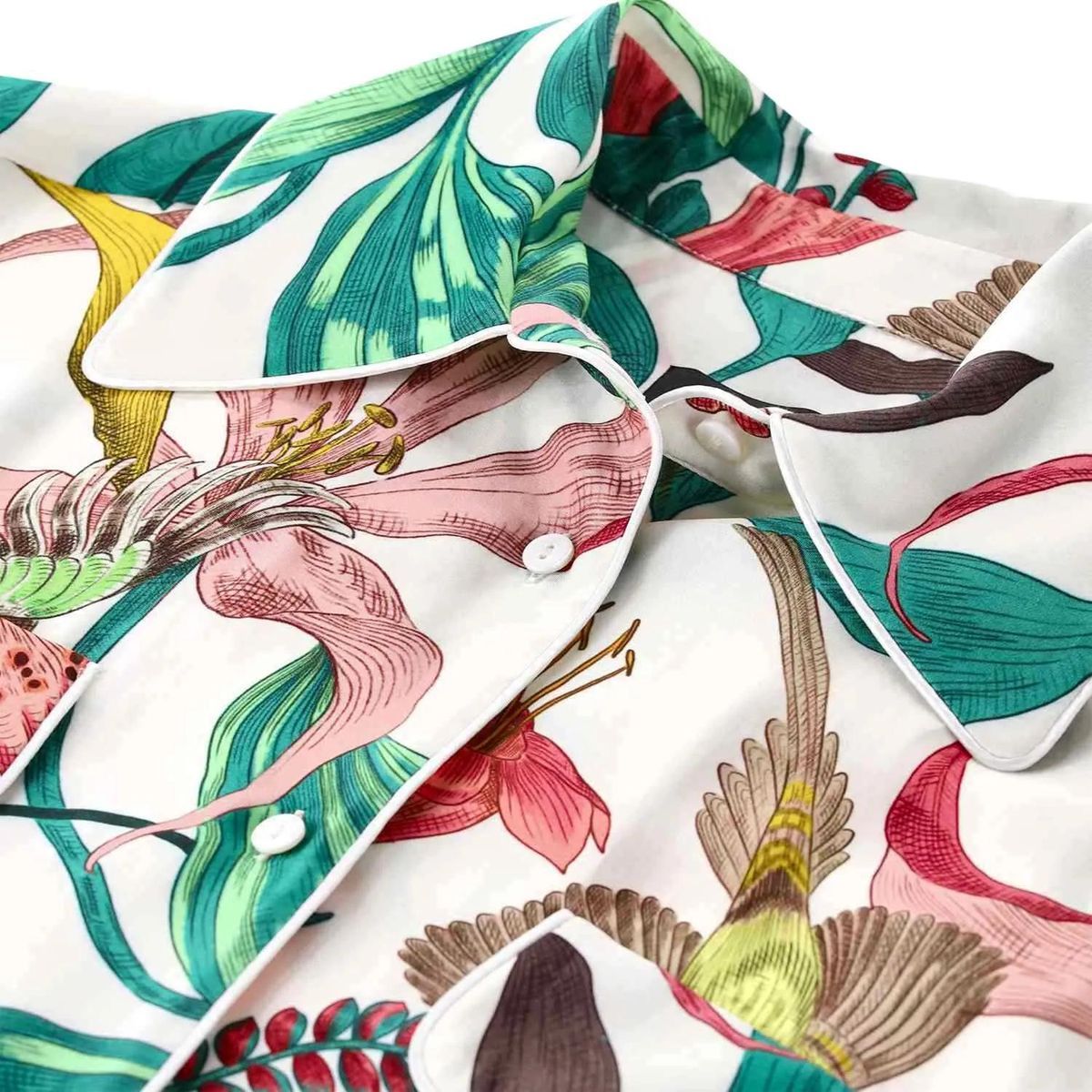 Satin-Bluse mit übergroßem Blumendruck