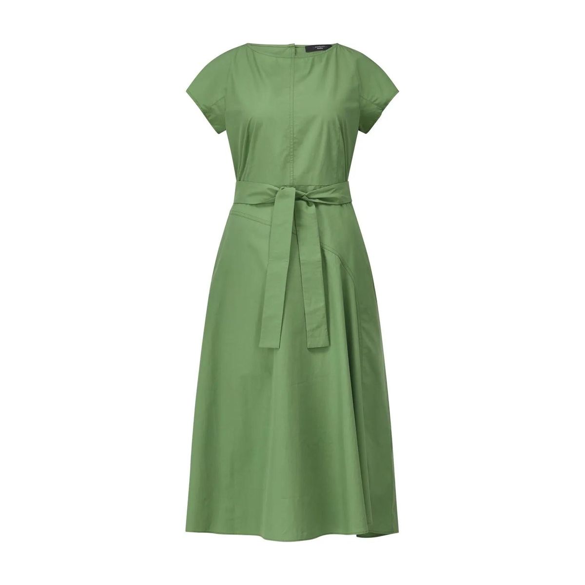 Elegantes Gürtel-Midi Baumwollkleid