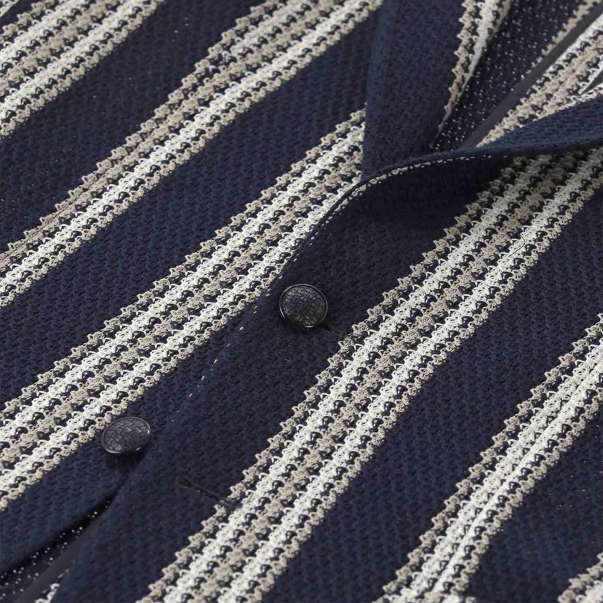 Gestreifter Strickblazer aus Baumwolle