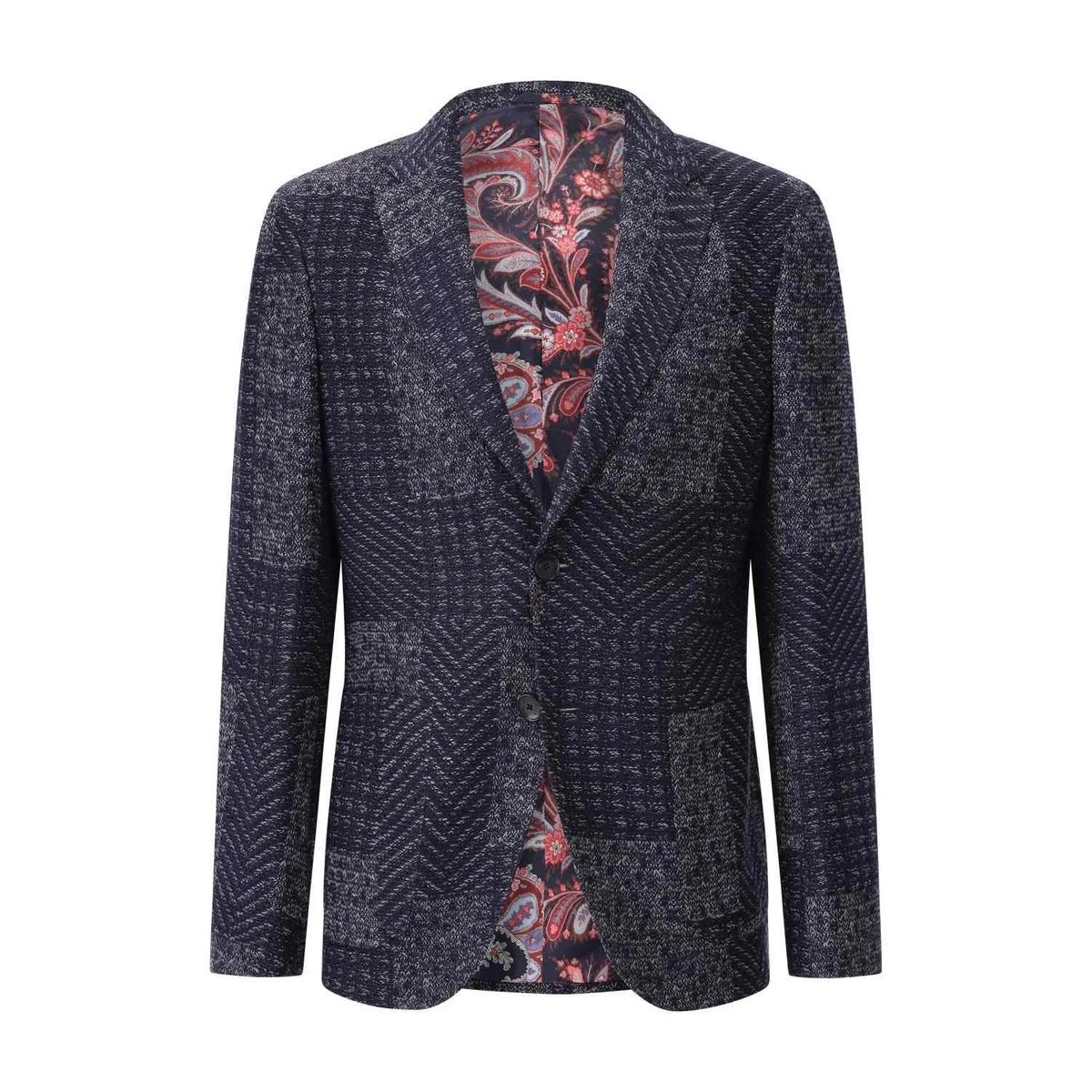Strukturiertes Sakko aus Wollmischung mit Paisley-Futter