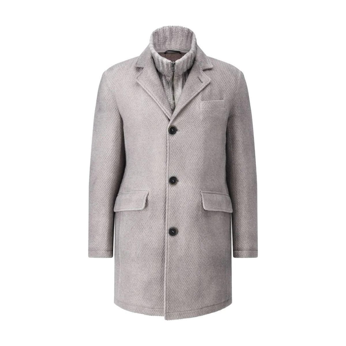 Strickmantel aus Wollmischung mit Einsatz