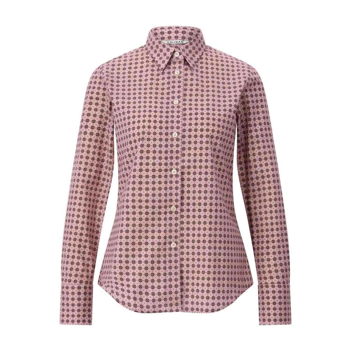 Gemusterte Slim Fit Baumwollbluse