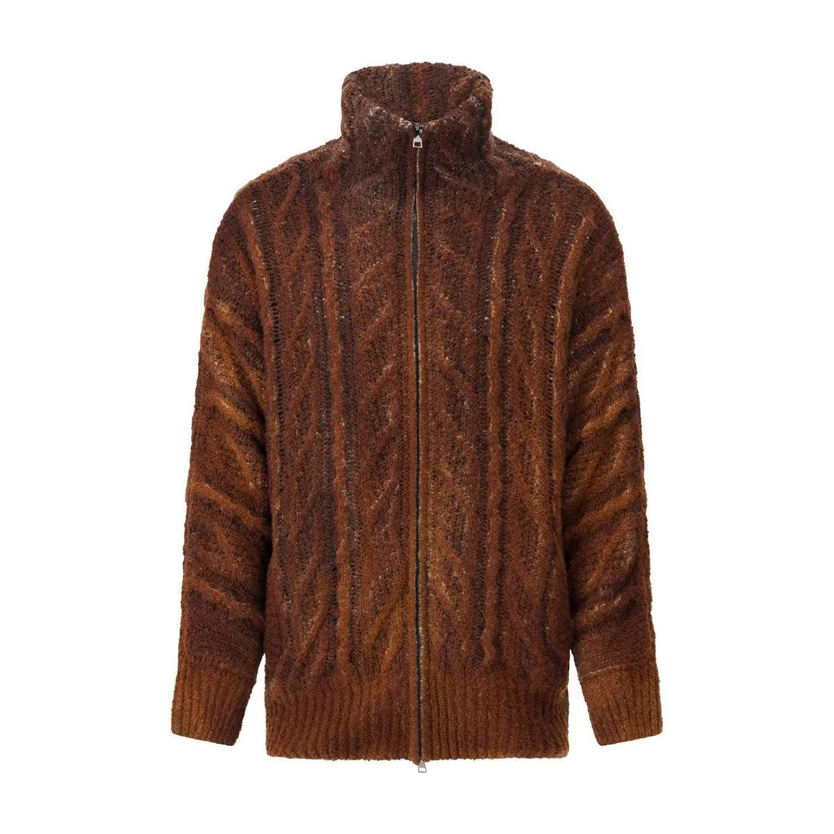 Strickjacke mit Reißverschluss aus strukturiertem Wollgemisch