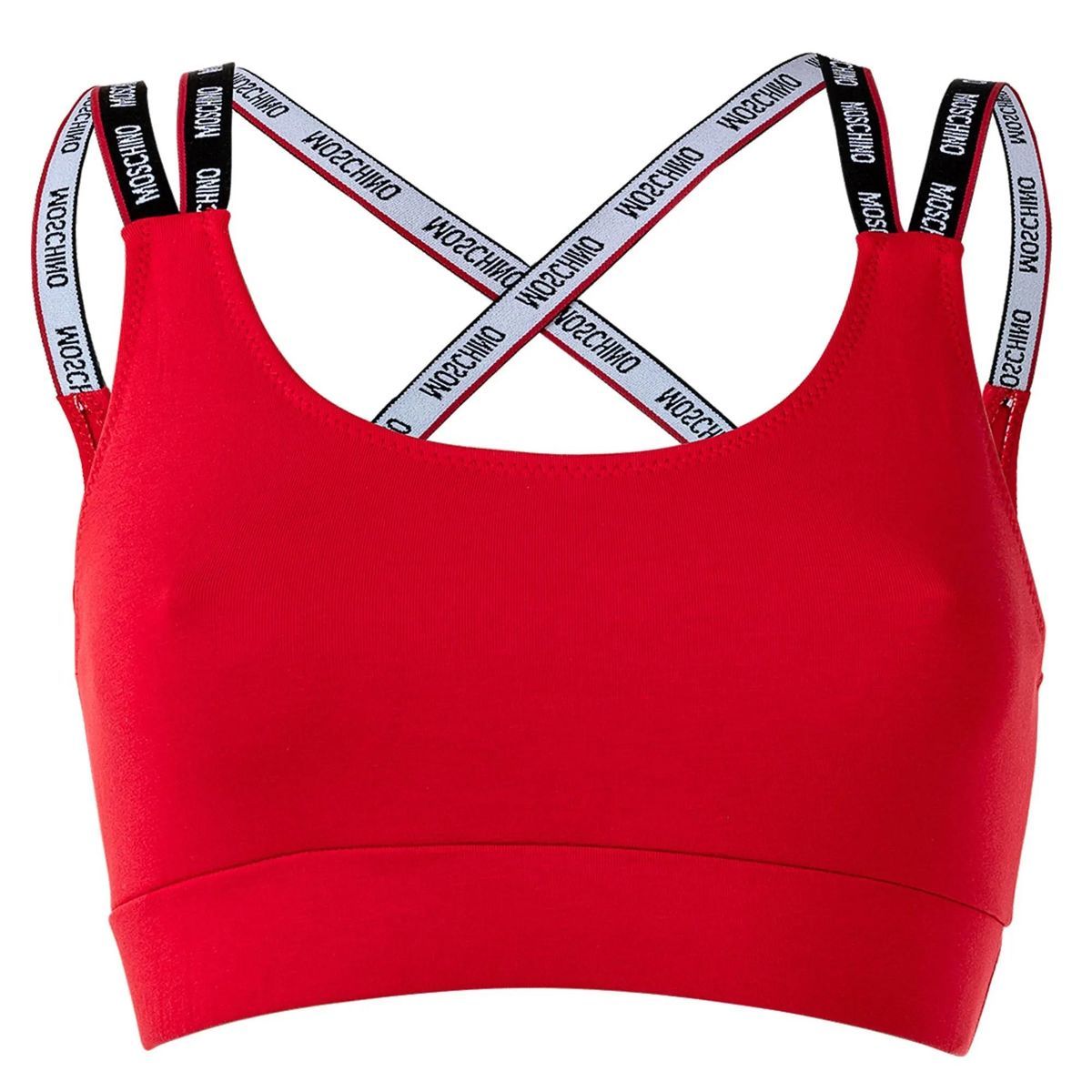 Rotes Bandeau-Top mit Logo-Band