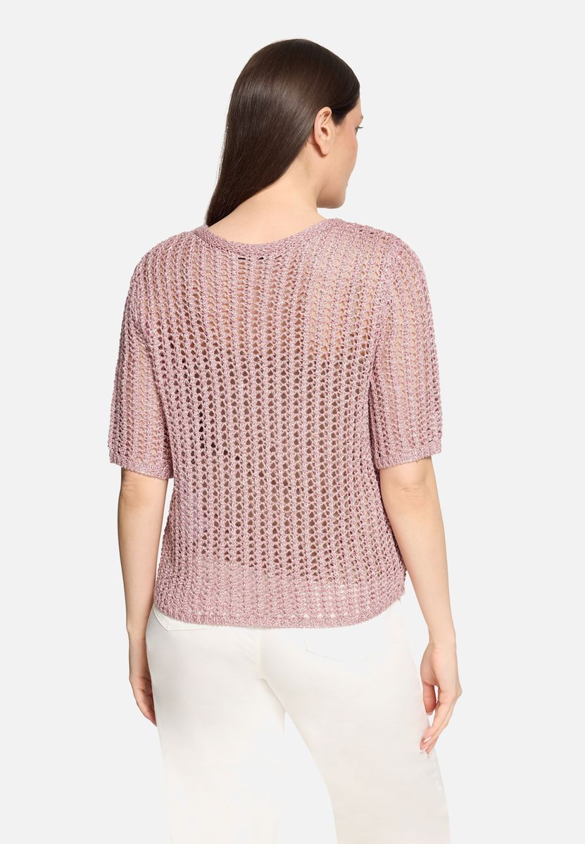 Ajour-Strickoberteil mit Metallic-Finish
